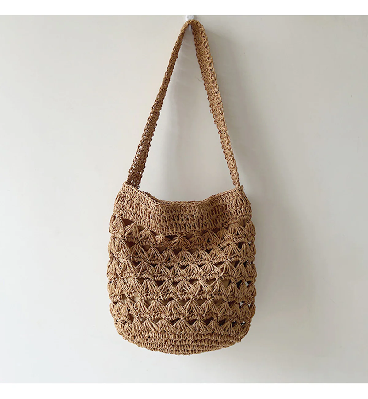 Handbags Patterned Straw Shoulder Bucket Bag