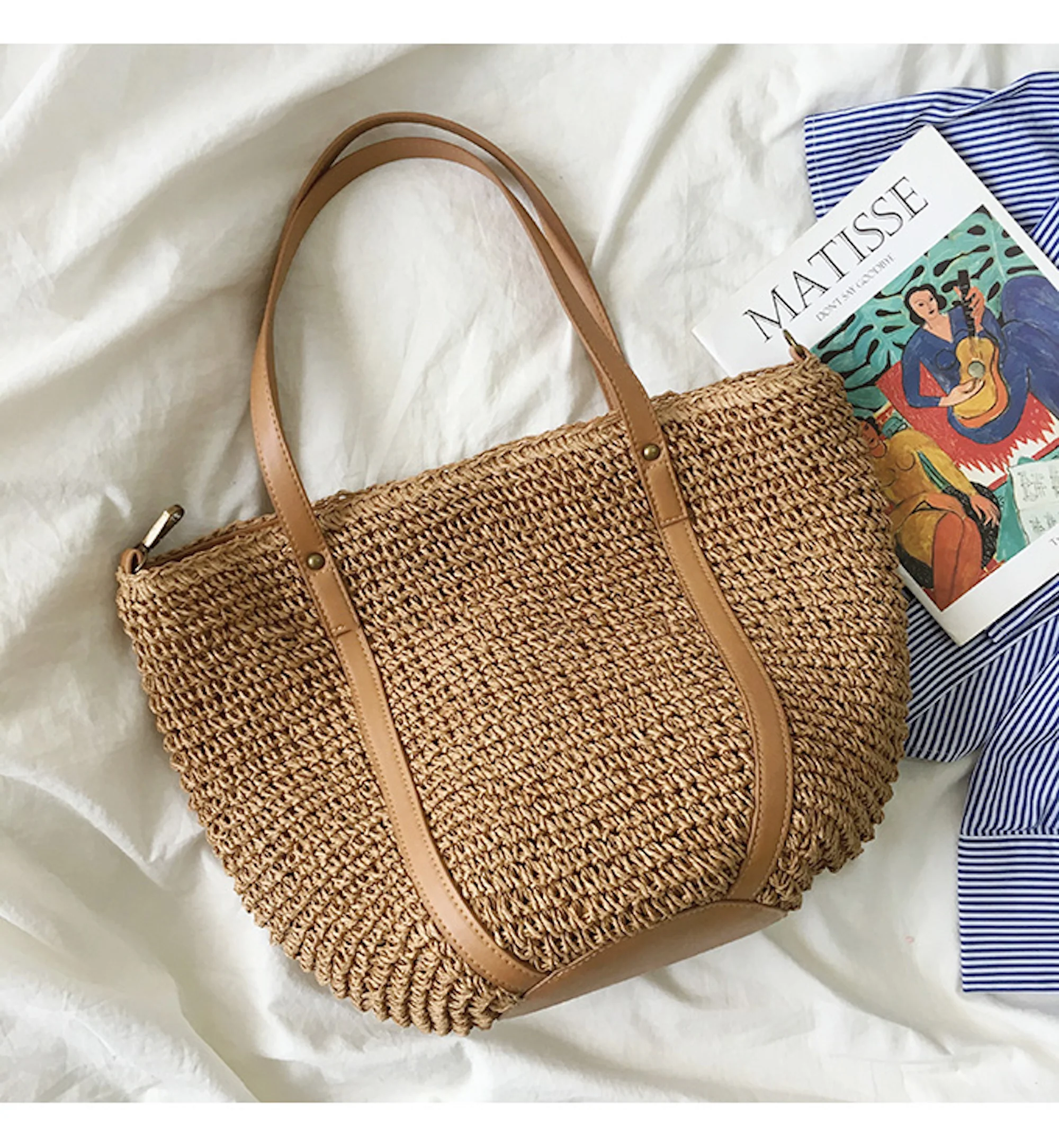 Handbags Large Straw Woven Tote Bag