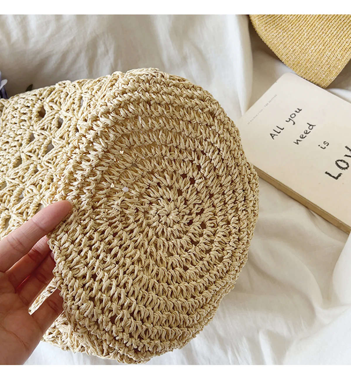 Handbags Patterned Straw Shoulder Bucket Bag