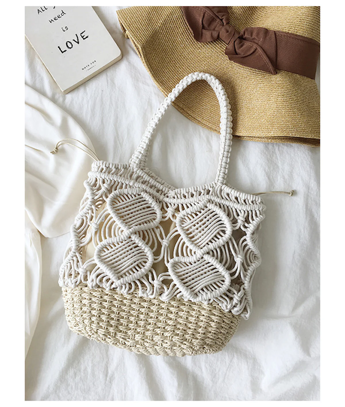 Handbags Straw Bottom Cotton Handbag