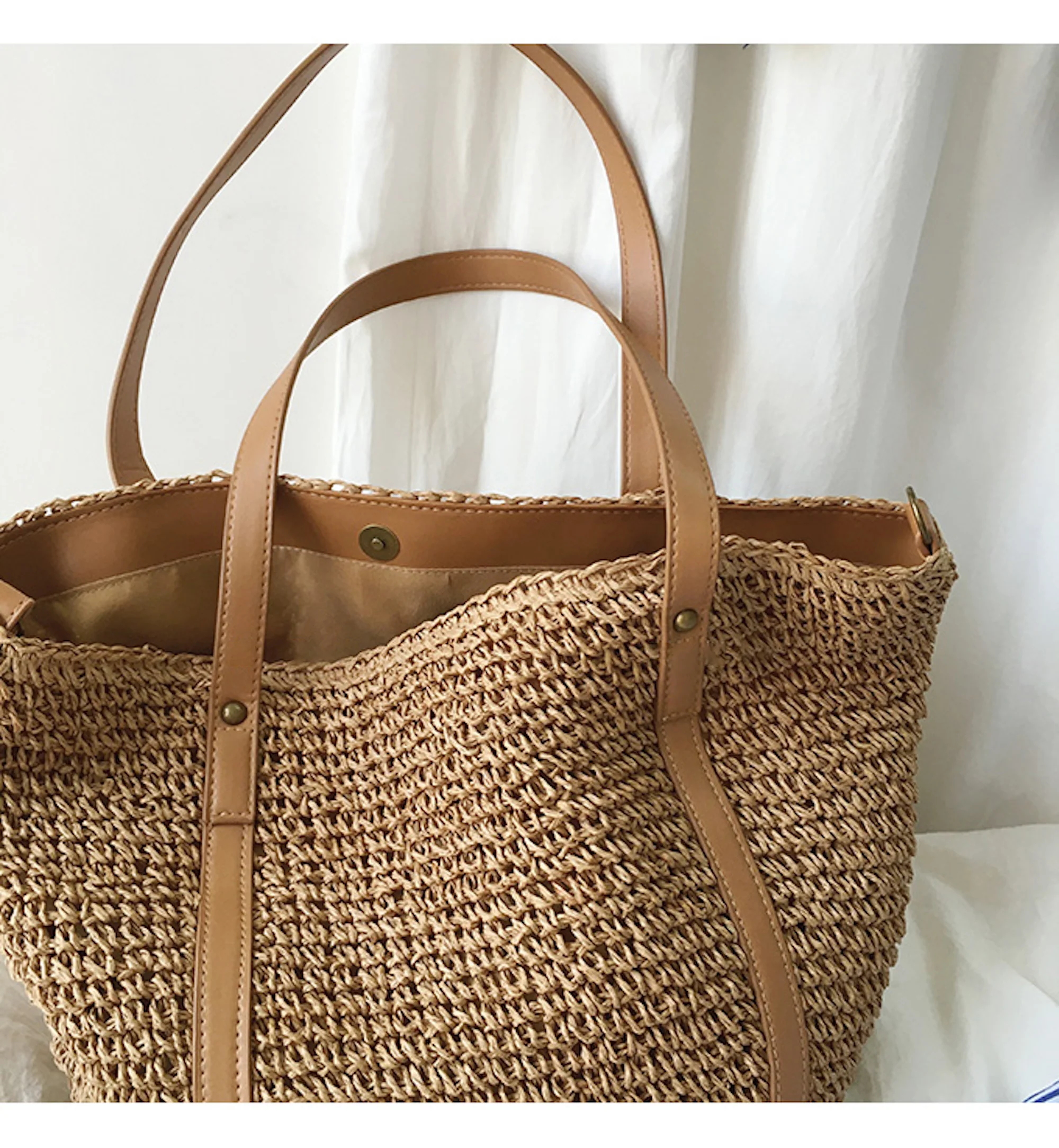 Handbags Large Straw Woven Tote Bag