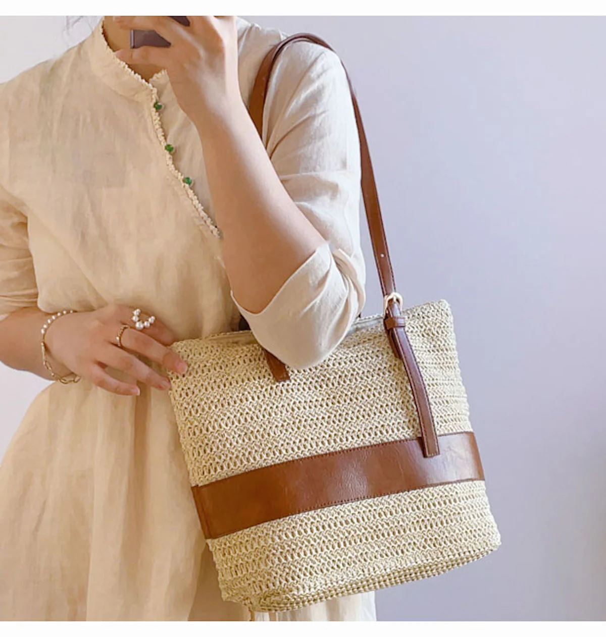 Handbags Straw Woven Tote Shoulder Bag