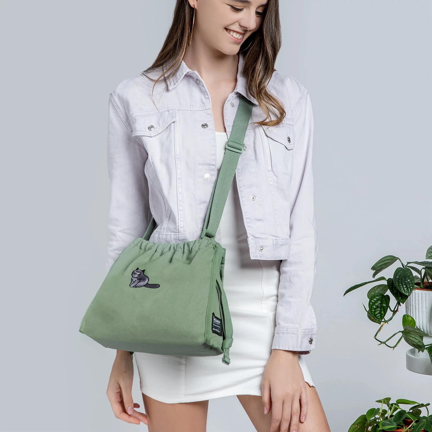 Furry Drawstring 37 Crossbody Bag