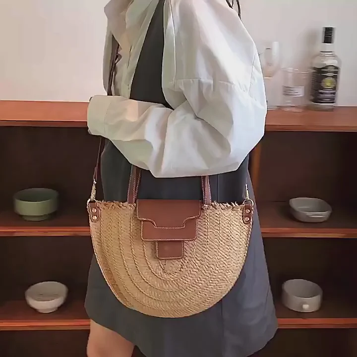 Handbags Straw Half Moon Summer Purse
