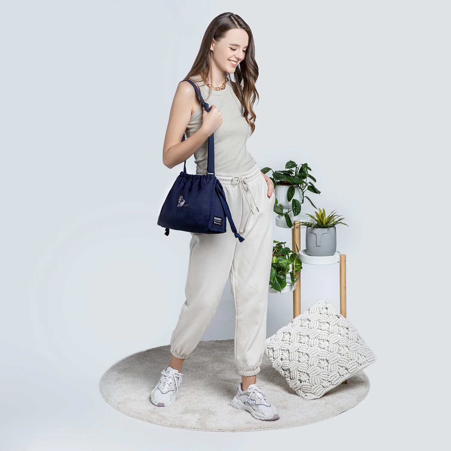 Furry Drawstring 37 Crossbody Bag