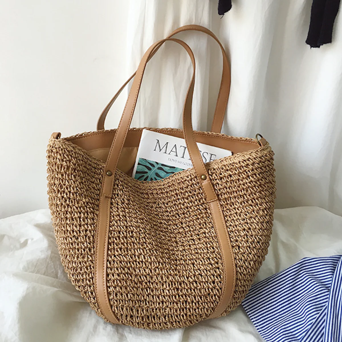 Handbags Large Straw Woven Tote Bag