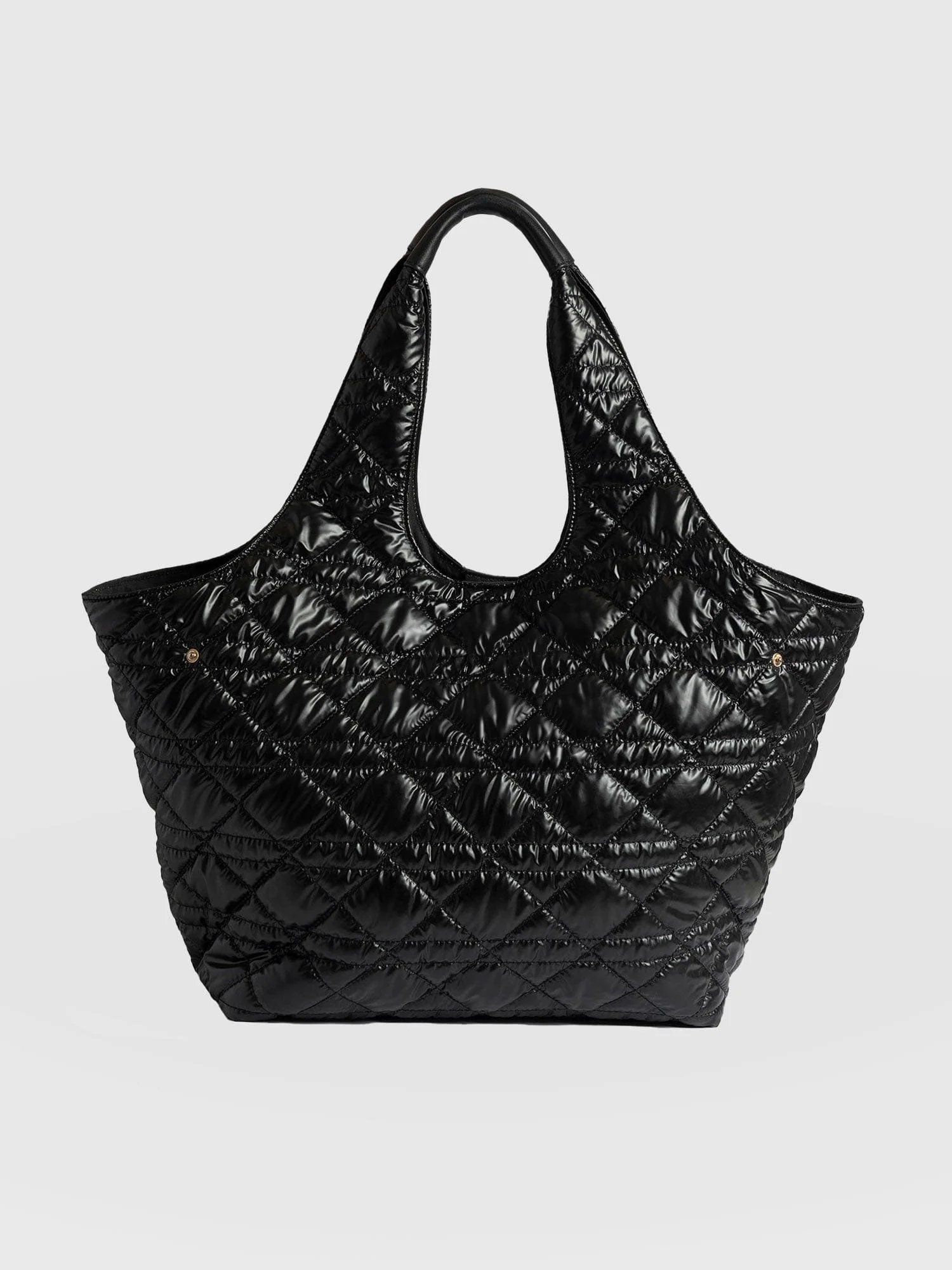 Quilted Shoulder Tote Bag - Black