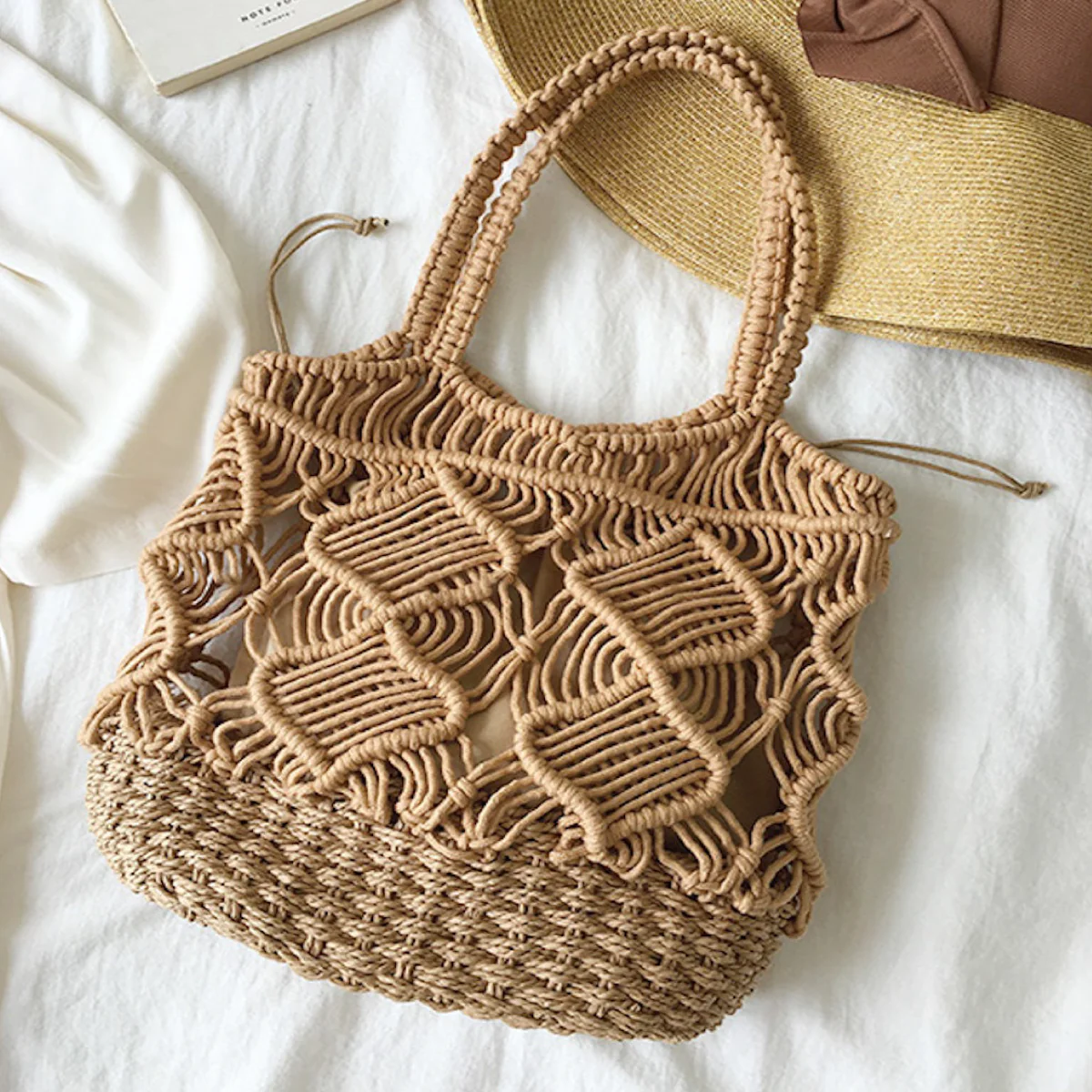 Handbags Straw Bottom Cotton Handbag