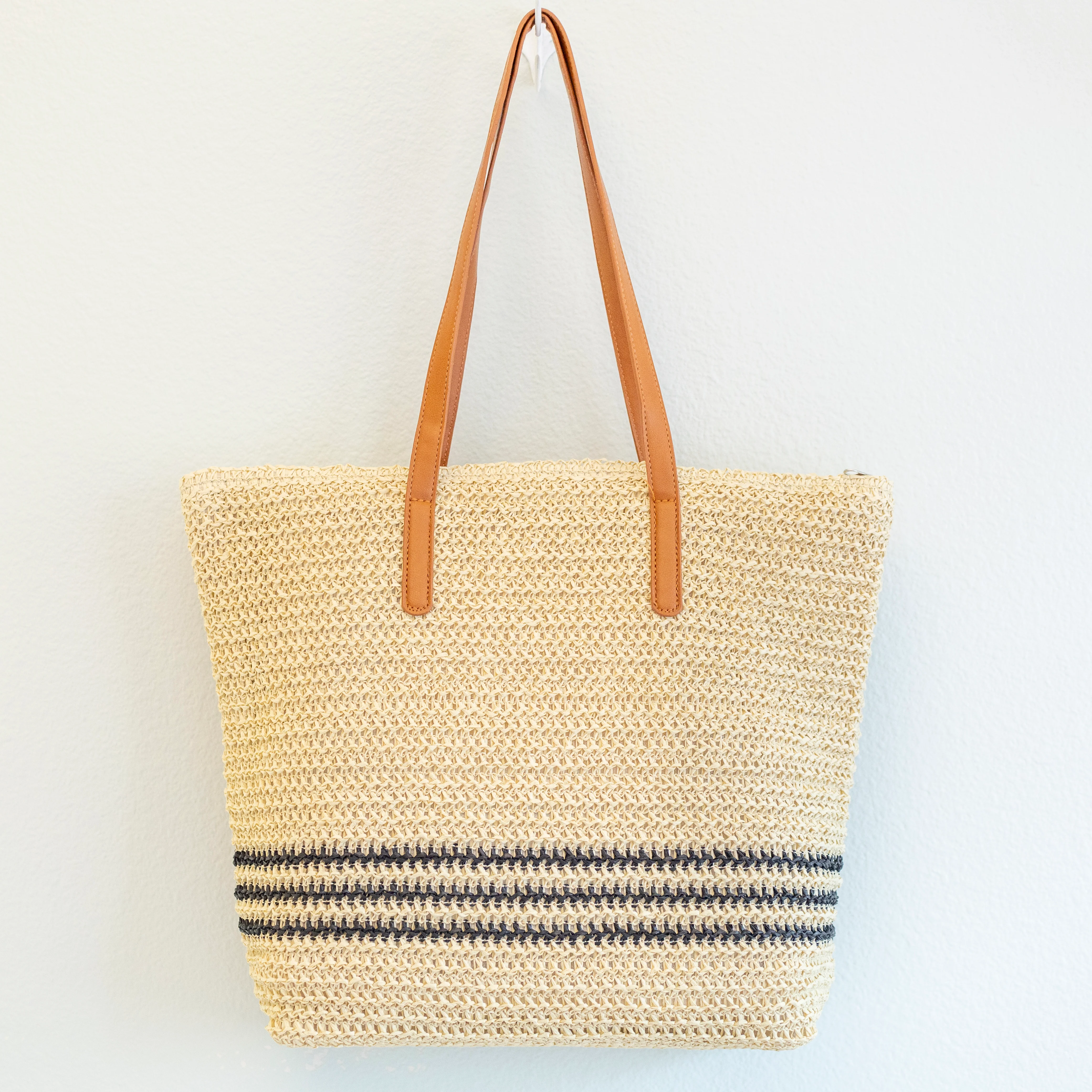 Handbags Striped Large Straw Woven Tote