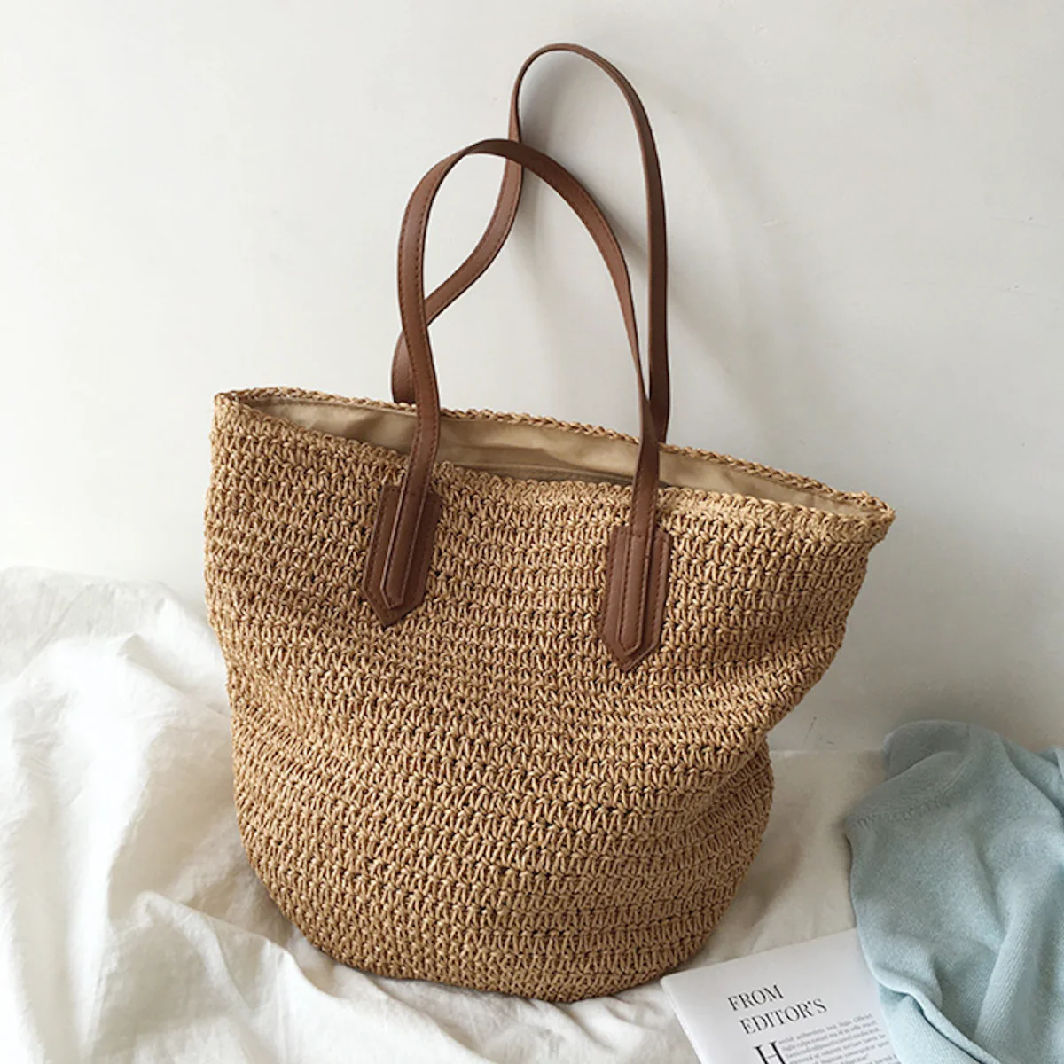 Handbags Retro Straw Woven Tote Bag