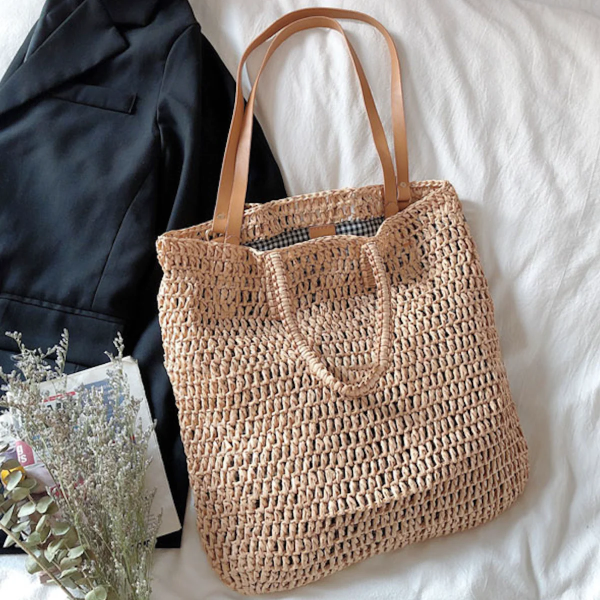 Handbags Minimalistic Straw Woven Tote Bag