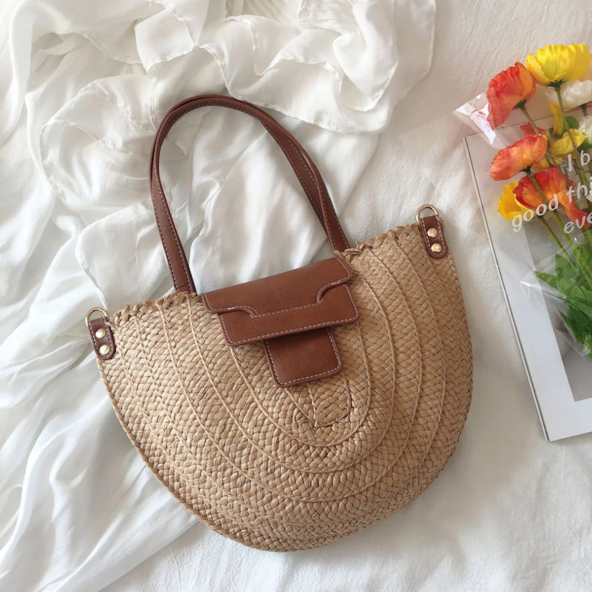 Handbags Straw Half Moon Summer Purse