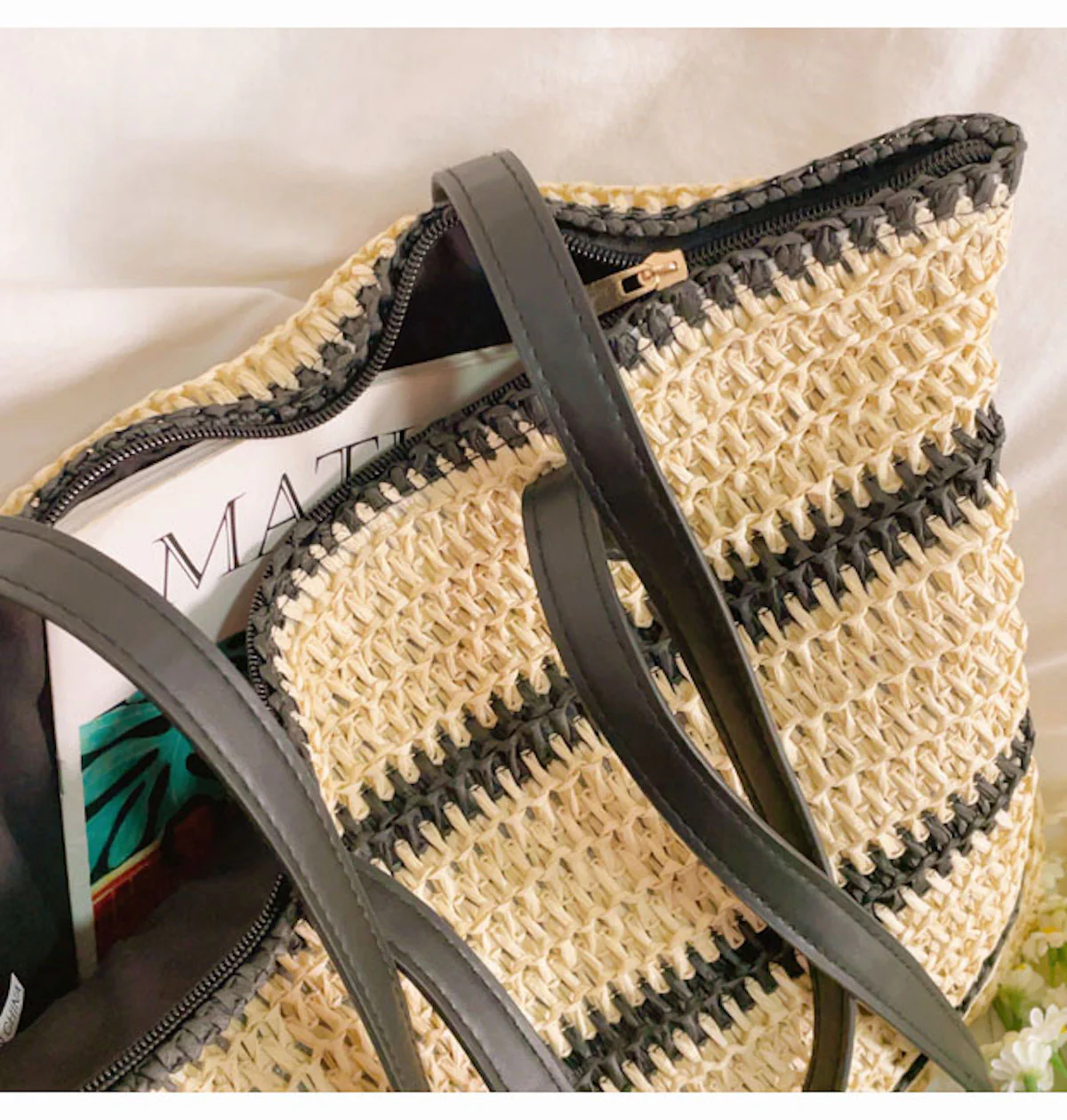 Handbags Large Straw Striped Summer Tote