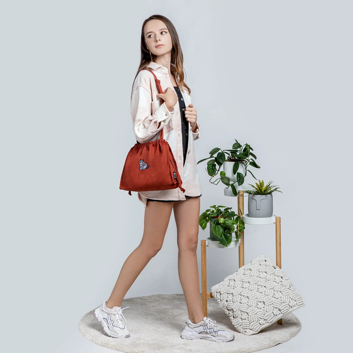 Furry Drawstring 37 Crossbody Bag