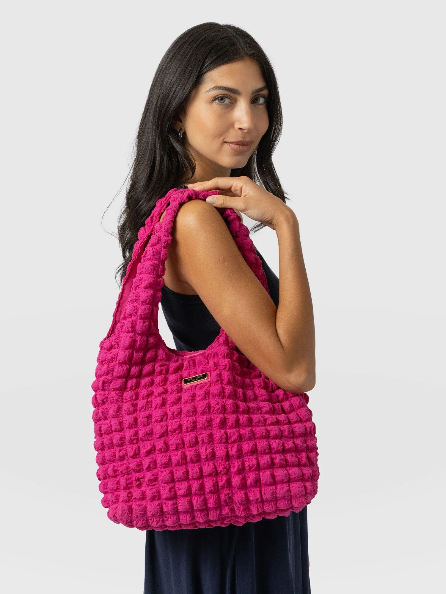 Shoulder Tote Bag - Fuchsia Pink