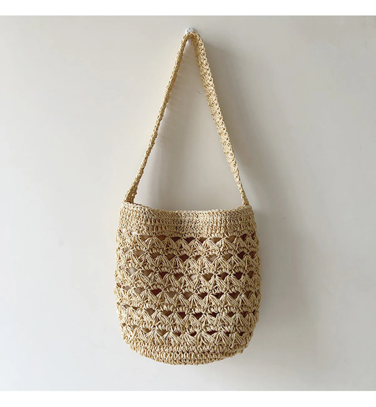 Handbags Patterned Straw Shoulder Bucket Bag