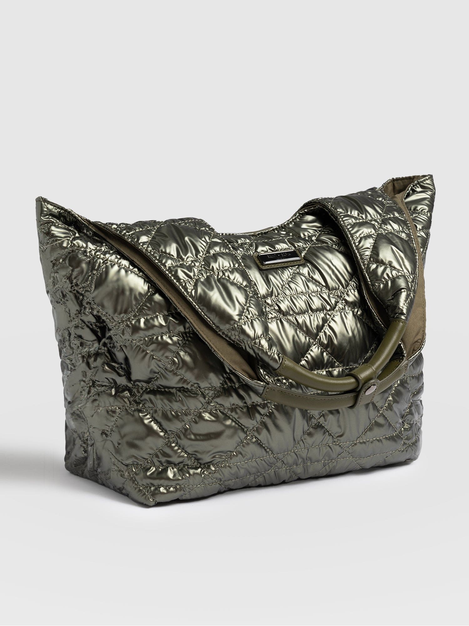 Shoulder Tote Bag - Metallic Khaki