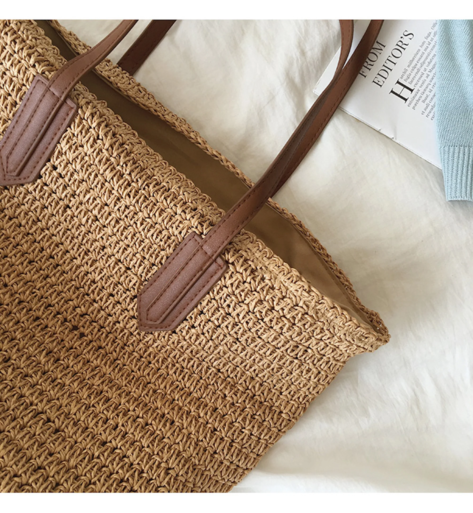 Handbags Retro Straw Woven Tote Bag