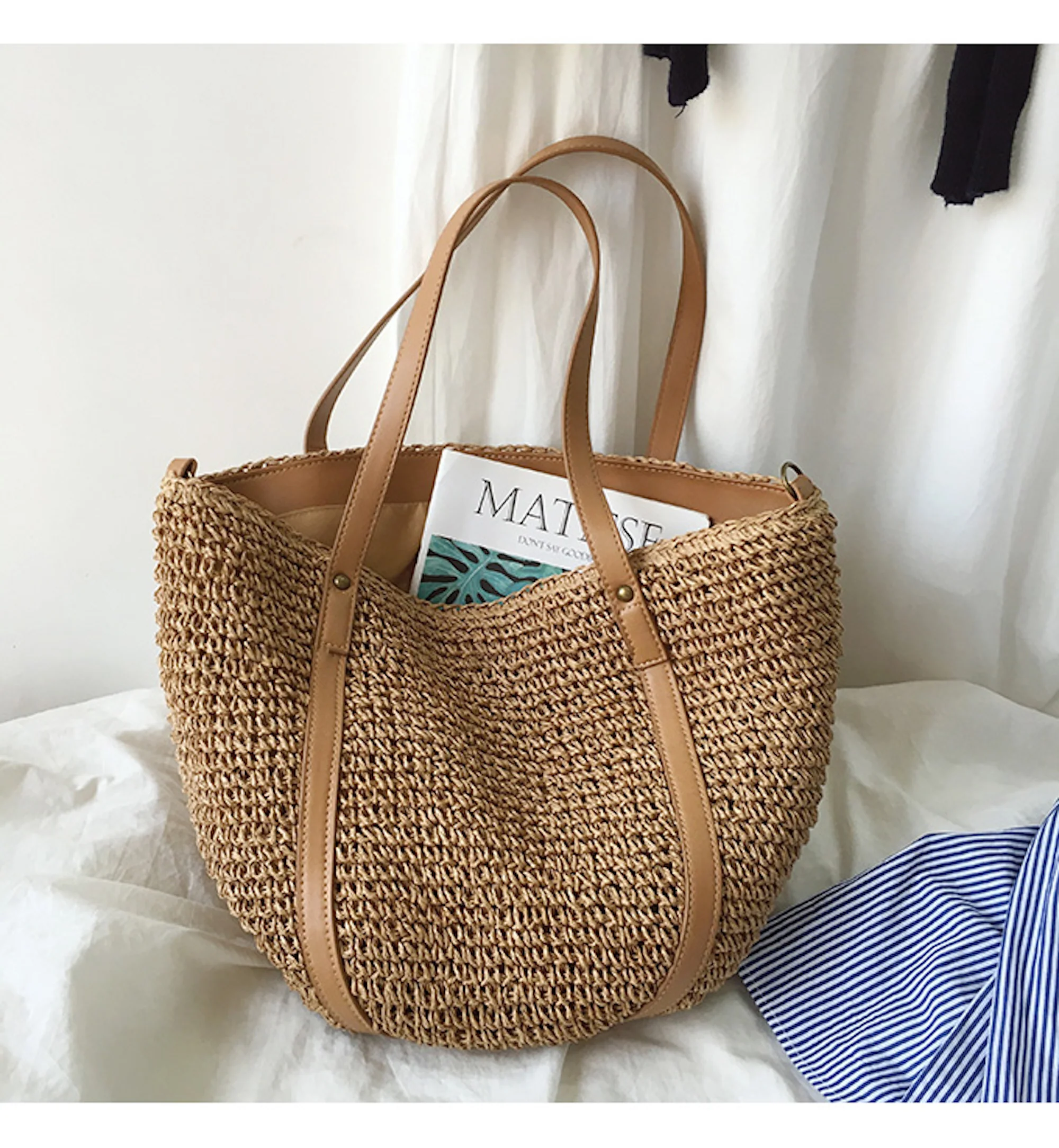 Handbags Large Straw Woven Tote Bag