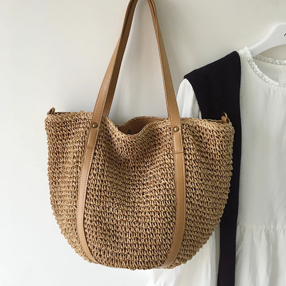 Handbags Large Straw Woven Tote Bag