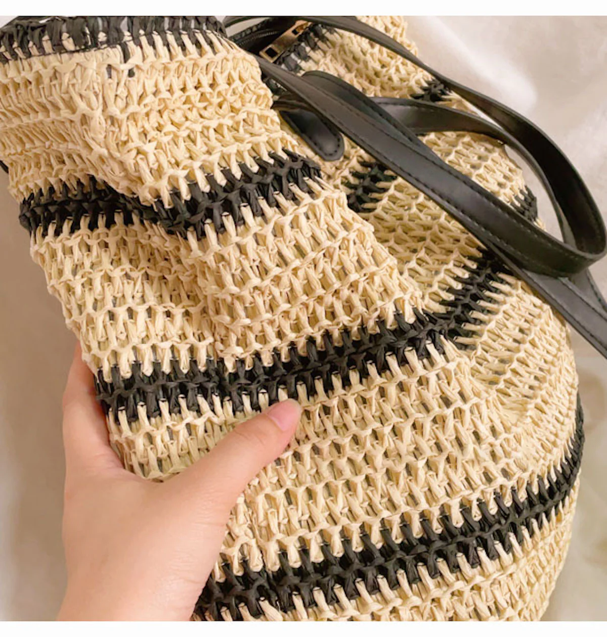 Handbags Large Straw Striped Summer Tote