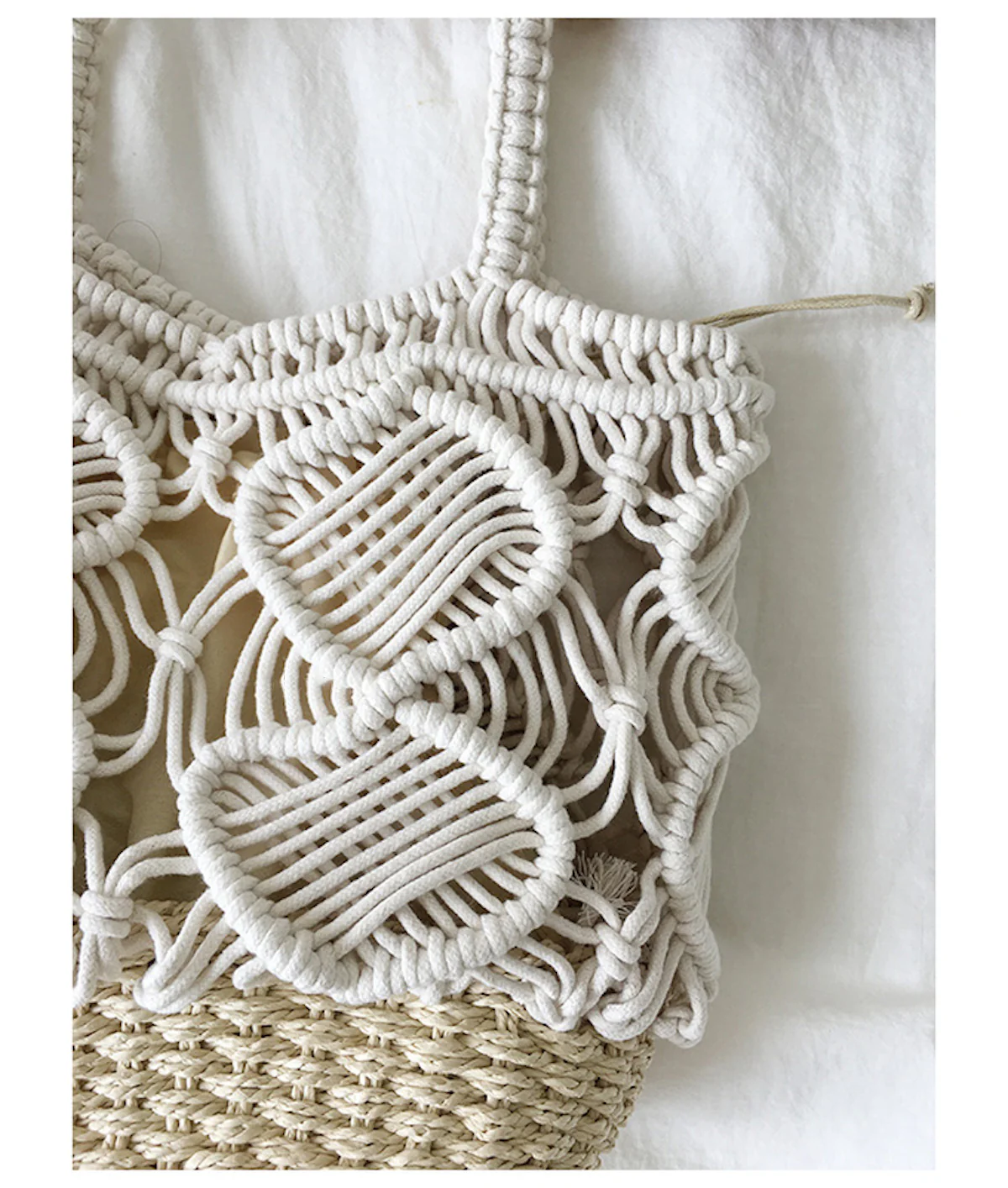 Handbags Straw Bottom Cotton Handbag