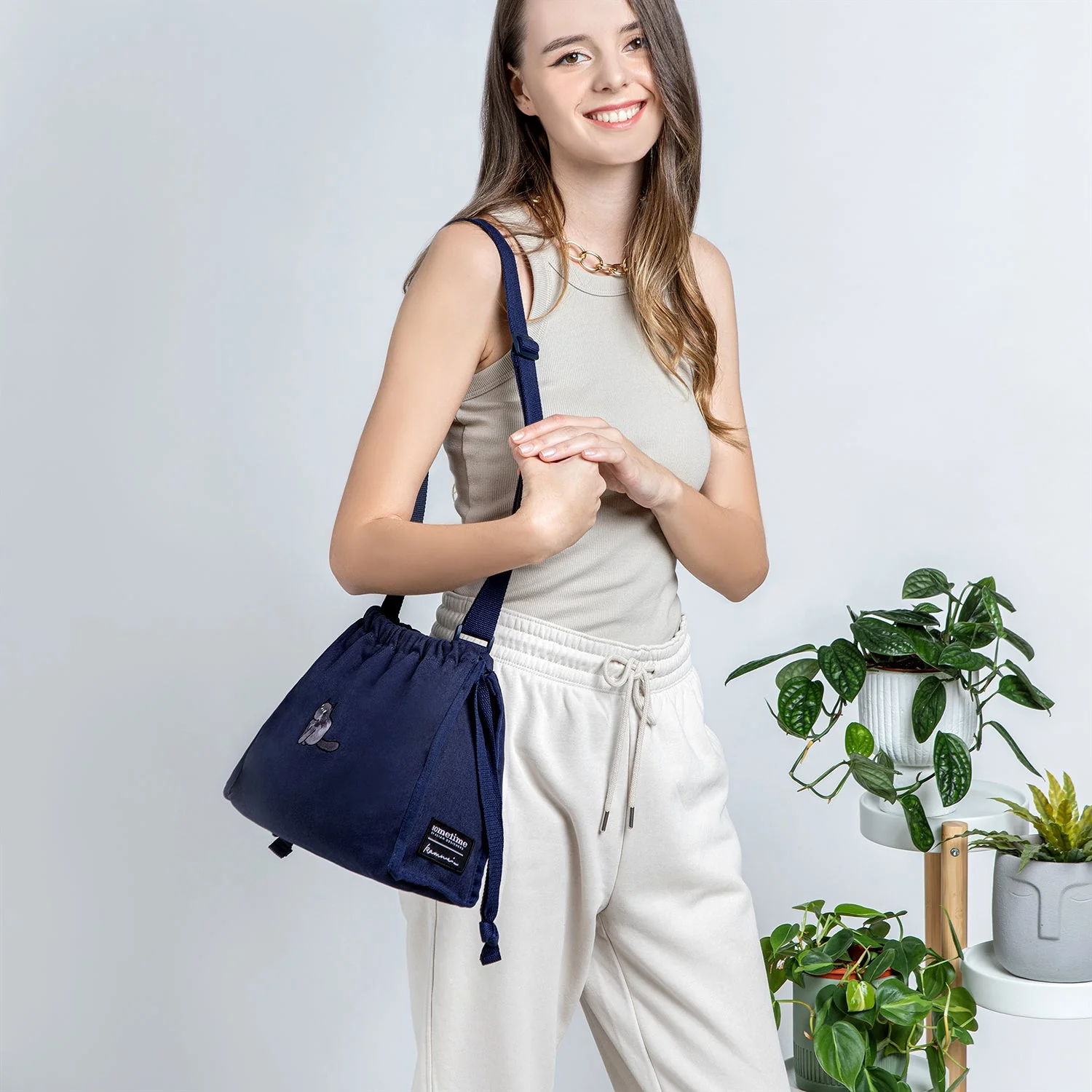 Furry Drawstring 37 Crossbody Bag