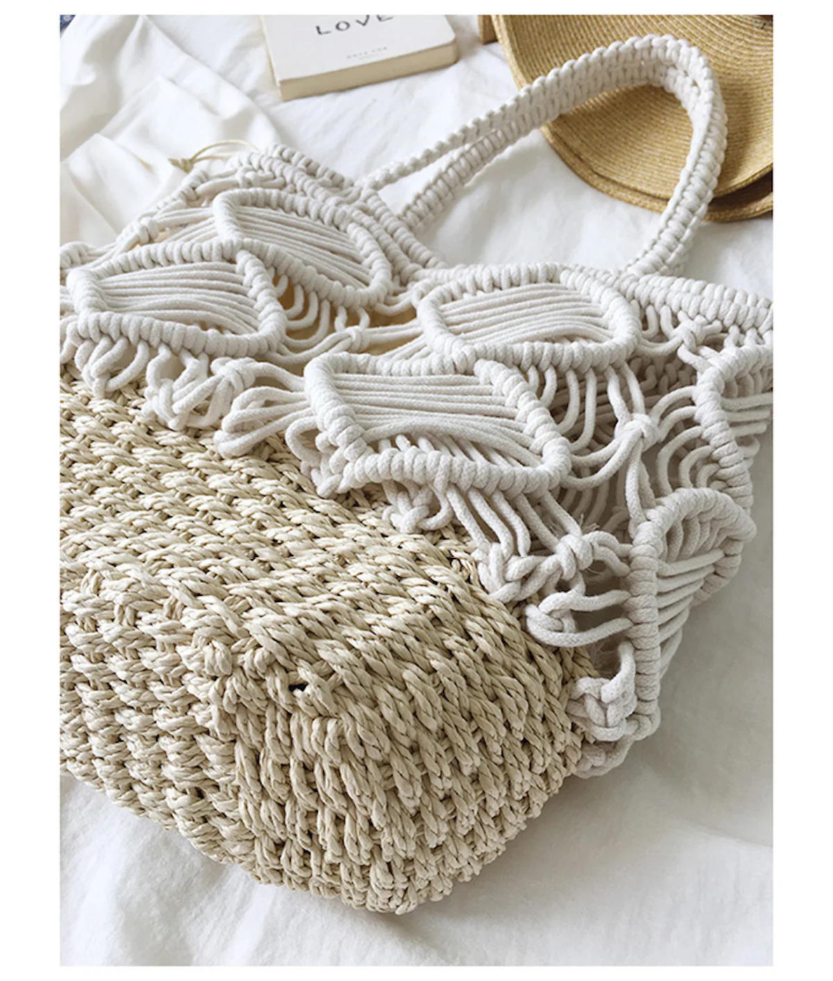 Handbags Straw Bottom Cotton Handbag