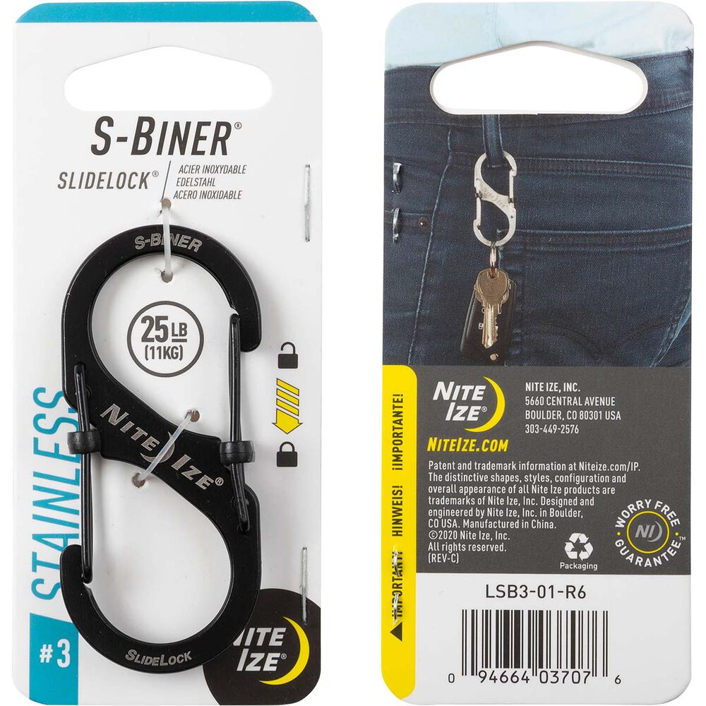 Nite Ize S-Biner Slide Lock No.3 Stainless Black