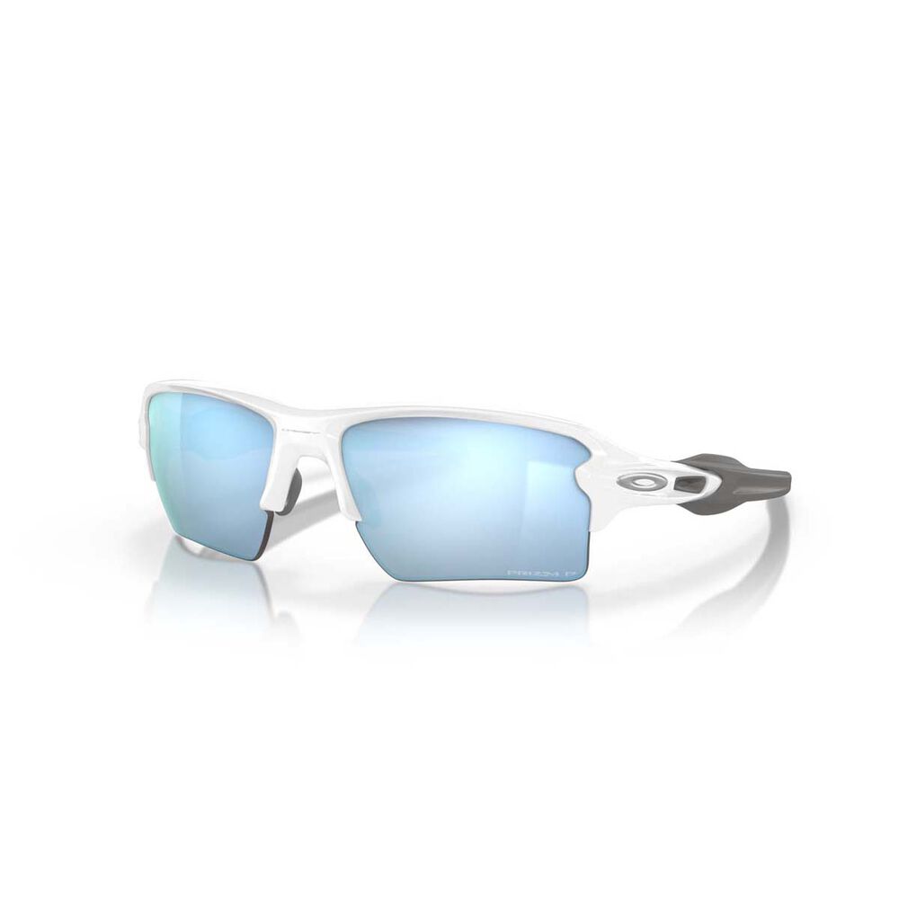 Oakley Flak 2.0 Men's XL Polarised Sunglasses White with Prizm Blue Lens