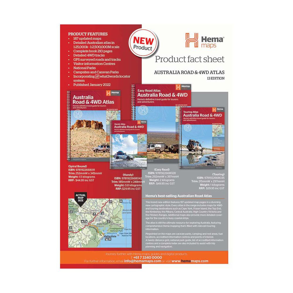 Hema Map Australia Road & 4WD Touring Atlas 215 x 297mm
