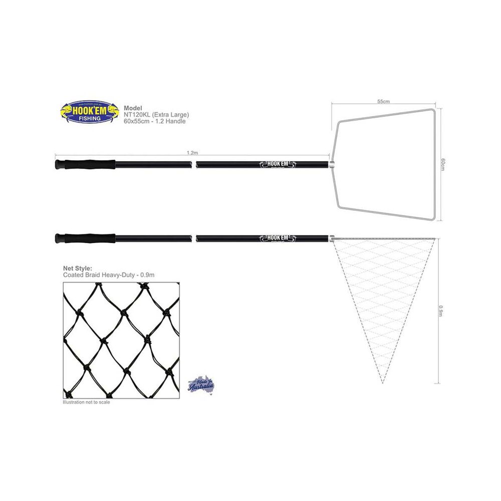 Hook'em Coated Braid XL Deep Landing Net 90cm