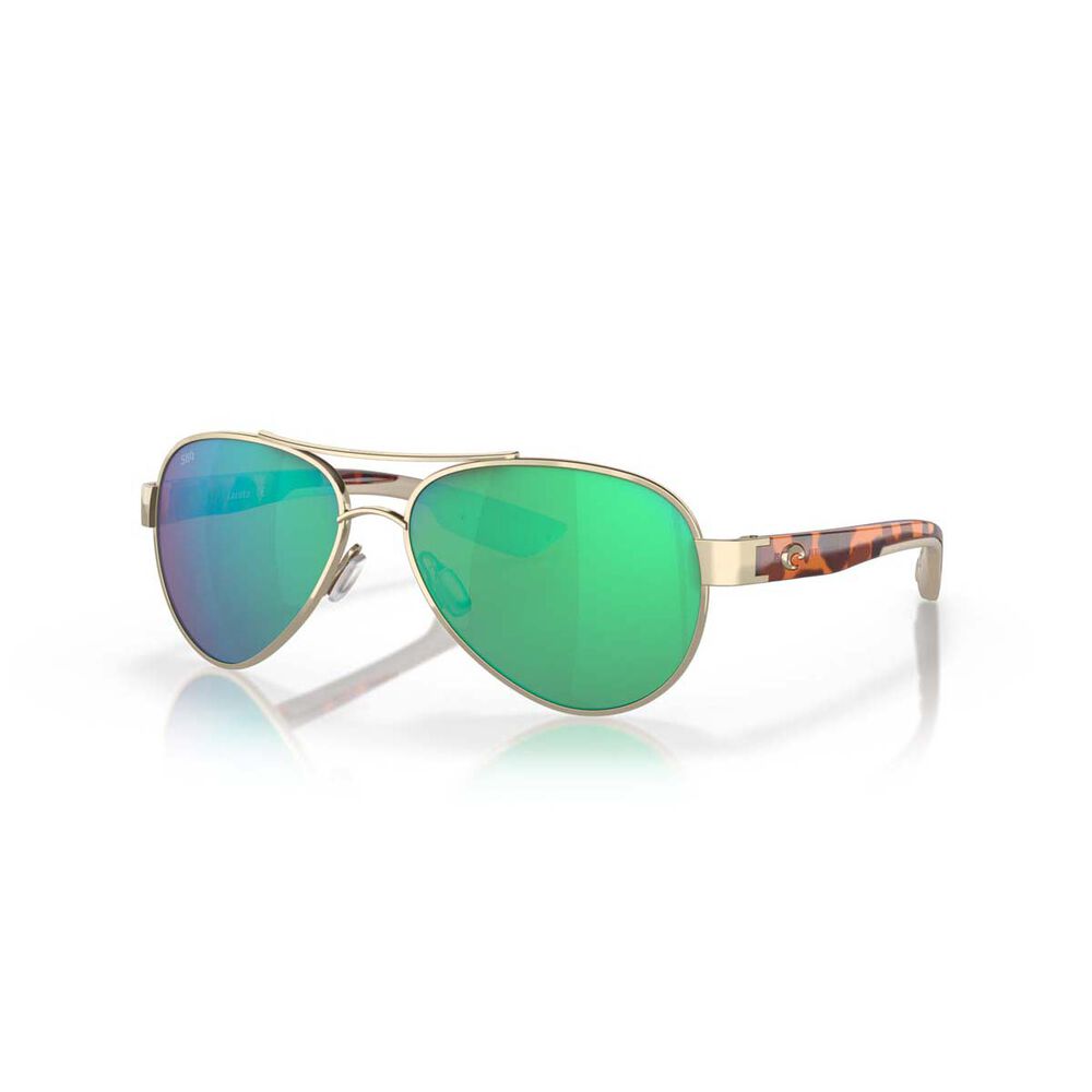 Costa Loreto Women's Polarised Sunglasses Rose Gold with Green Lens