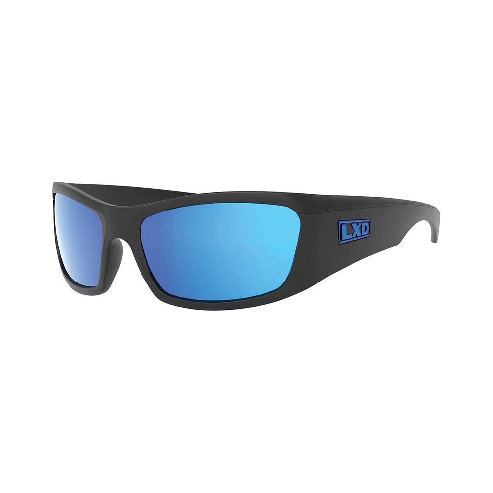 LXD Unisex Flores Sunglasses Polar Black with Blue Mirror Lens