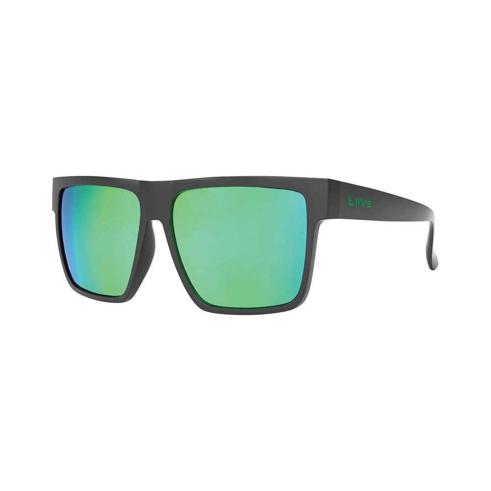 Liive Men's X Wrath X Polarised Sunglasses Black with Green Lens