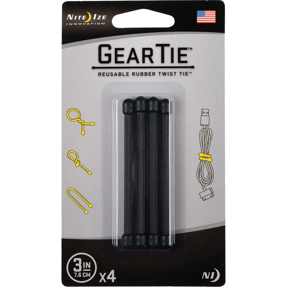 Nite Ize Gear Tie 3" Black 4 Pack