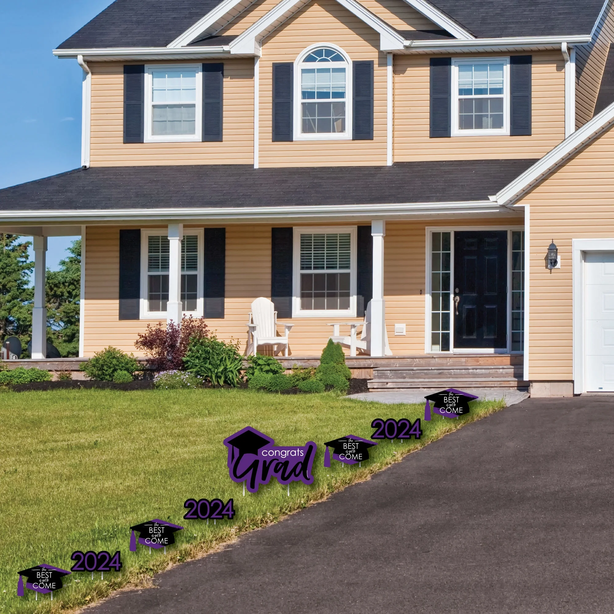 Big Dot of Happiness Purple Grad Class of 2024 Outdoor Decorations - Graduation Yard Signs - Set of 8