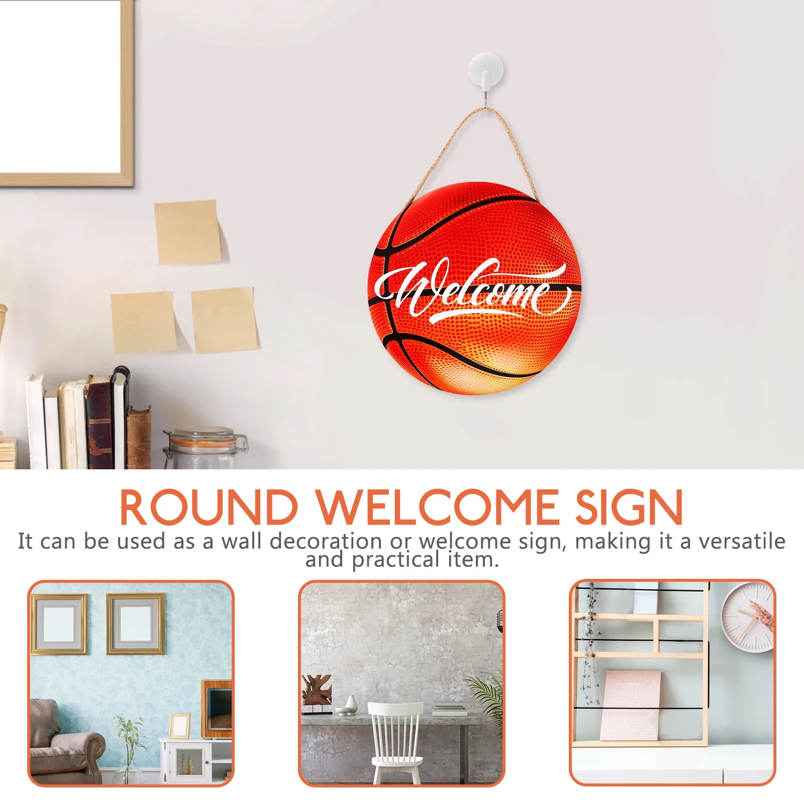 Wall Decoration Home Photo Prop Basketball Front Door Hanging Aisle Welcome Sign House Number Wood