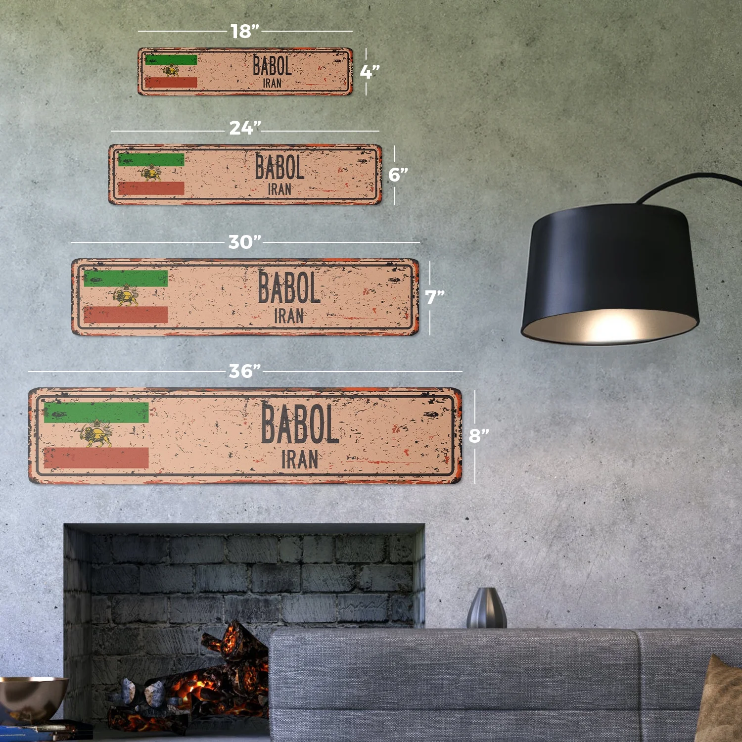 BABOL IRAN Vintage Plastic Street Sign Iranian flag city country road wall gift | Indoor/Outdoor | 36