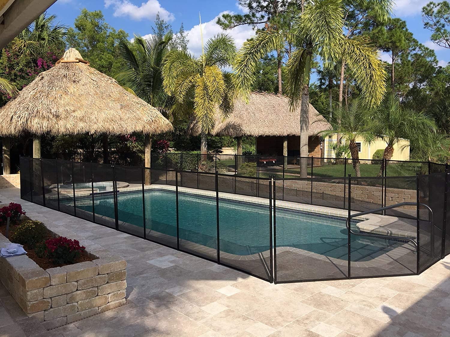 Water Warden 5' x 24' Pool Safety Fence (2 5'x12' Long Sections), Black