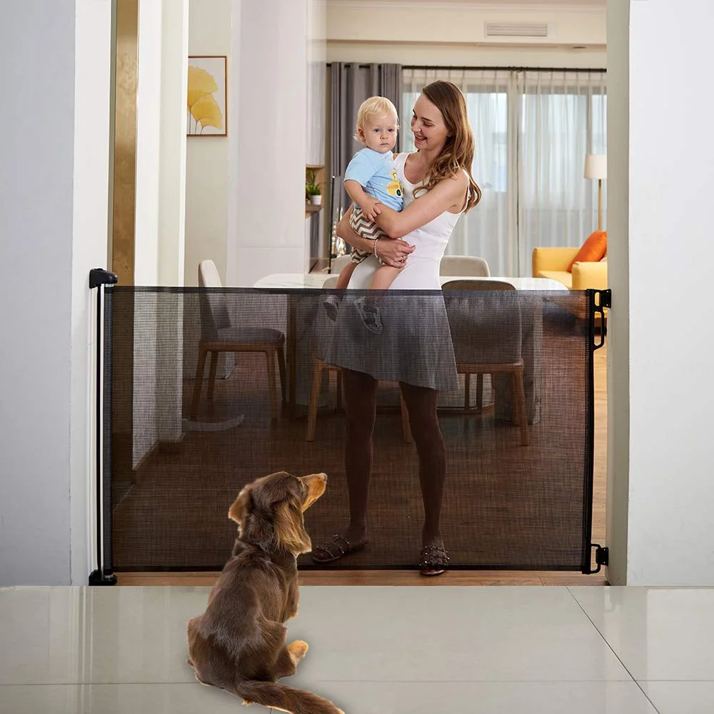 Easy Baby Products Extra Wide Indoor Outdoor Retractable Baby Gate, 33