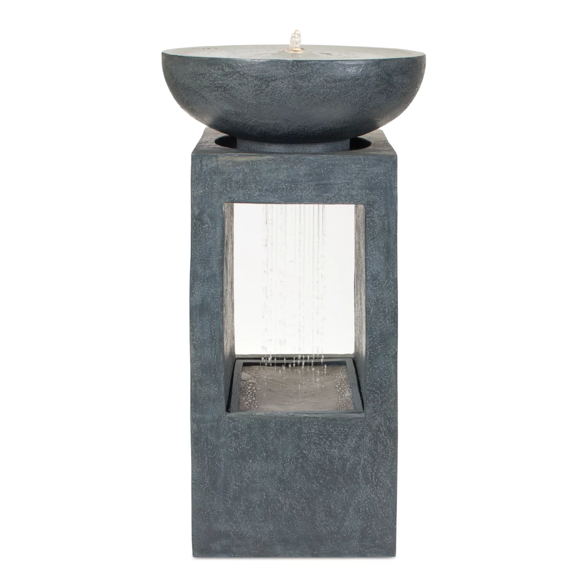 Melrose Abstract Bowl Outdoor Garden Water Fountain with Rain Effect - 33
