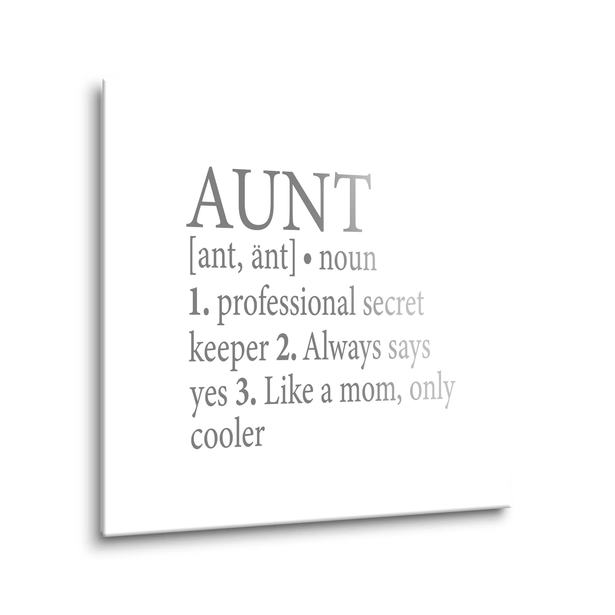 Aunt Secret Keeper Cool Slate Grey Script 12 x 12 Glass Wall Hanging Sign