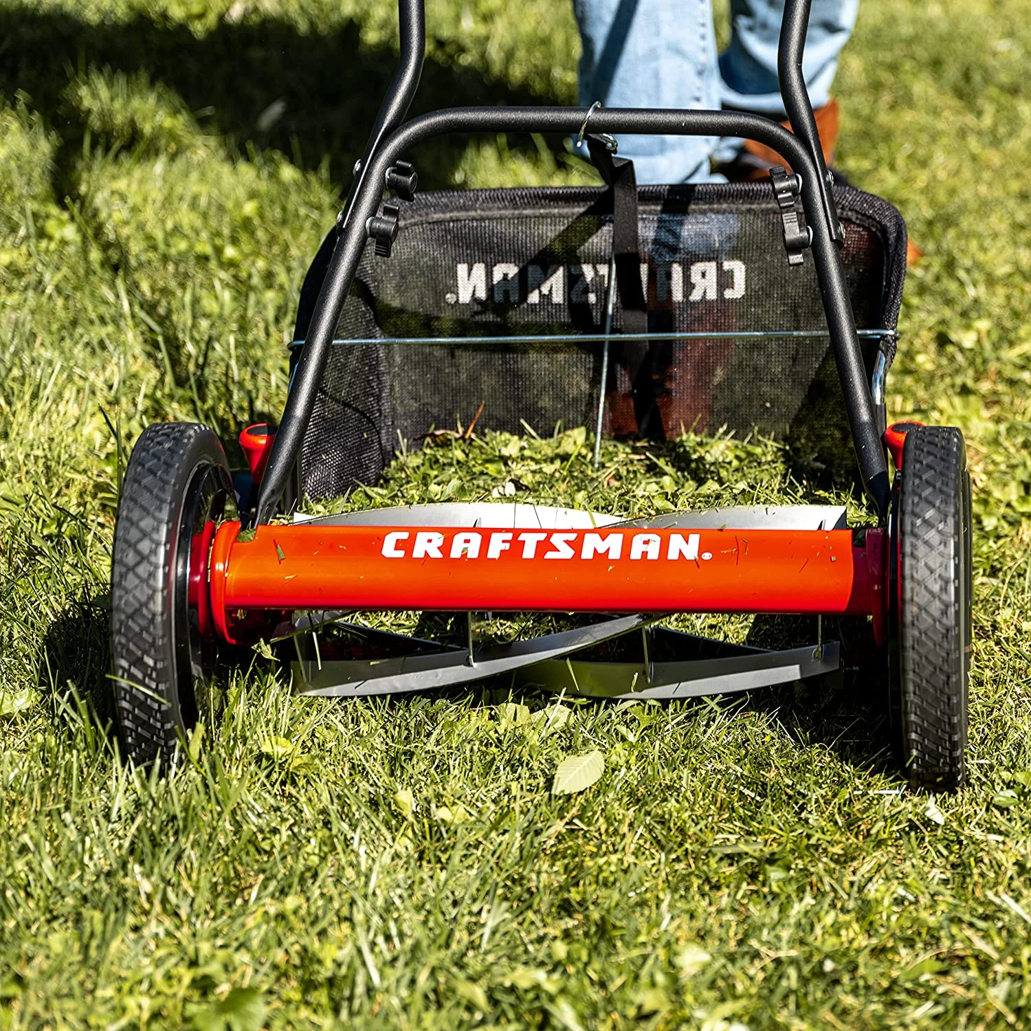Dina 1816-18CR 18-Inch 5-Blade Push Reel Lawn Mower with Grass Catcher Red