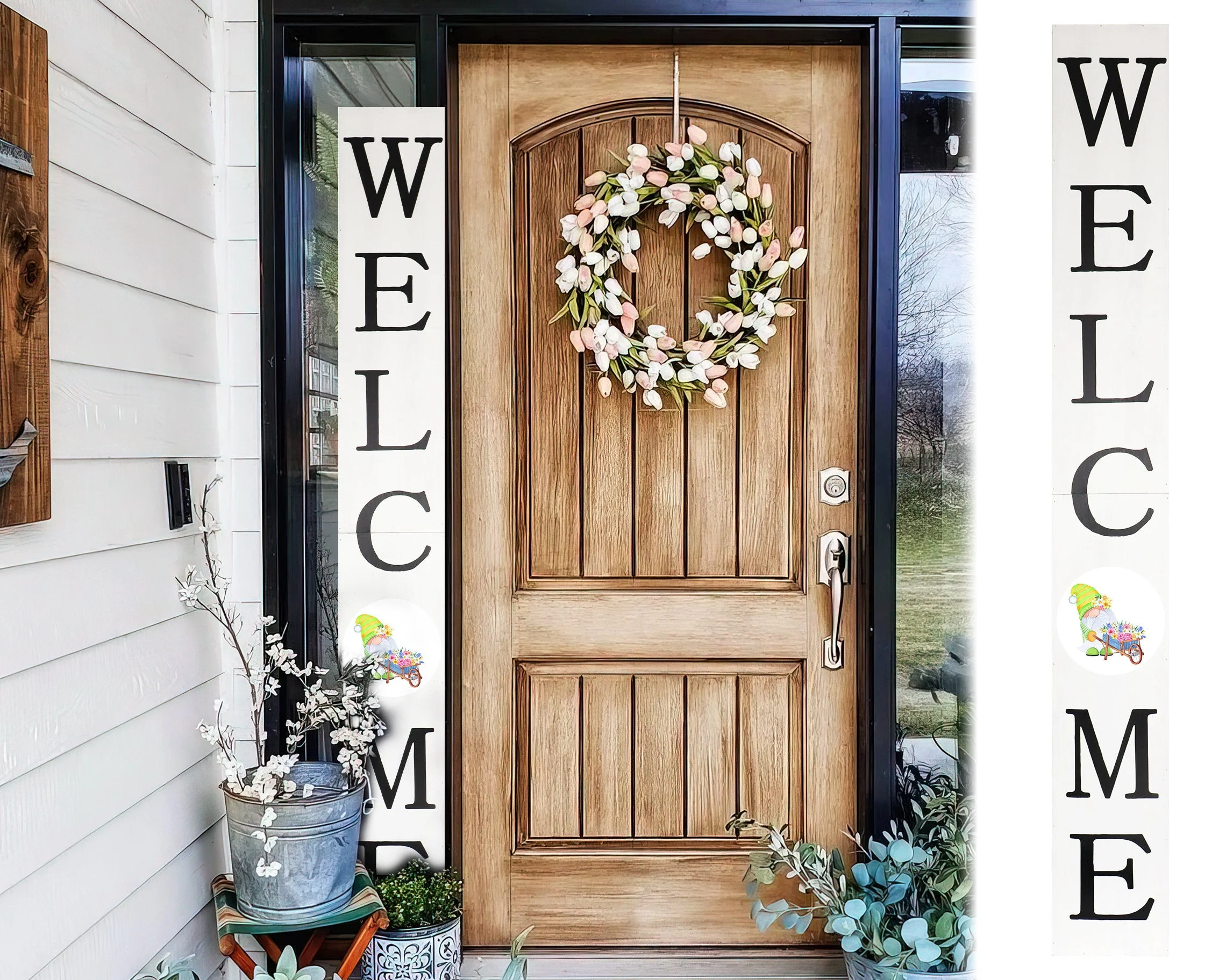 72in Spring Gnome Welcome Sign - Front Porch Outdoor Decor, Entryway Folding Sign, Yard Sign, Housewarming Gift