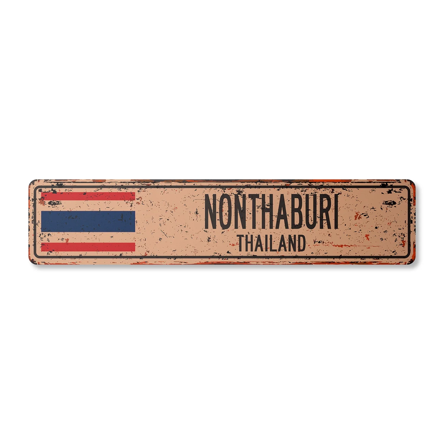 NONTHABURI THAILAND Vintage Plastic Street Sign Thai flag city country road wall gift | Indoor/Outdoor | 18