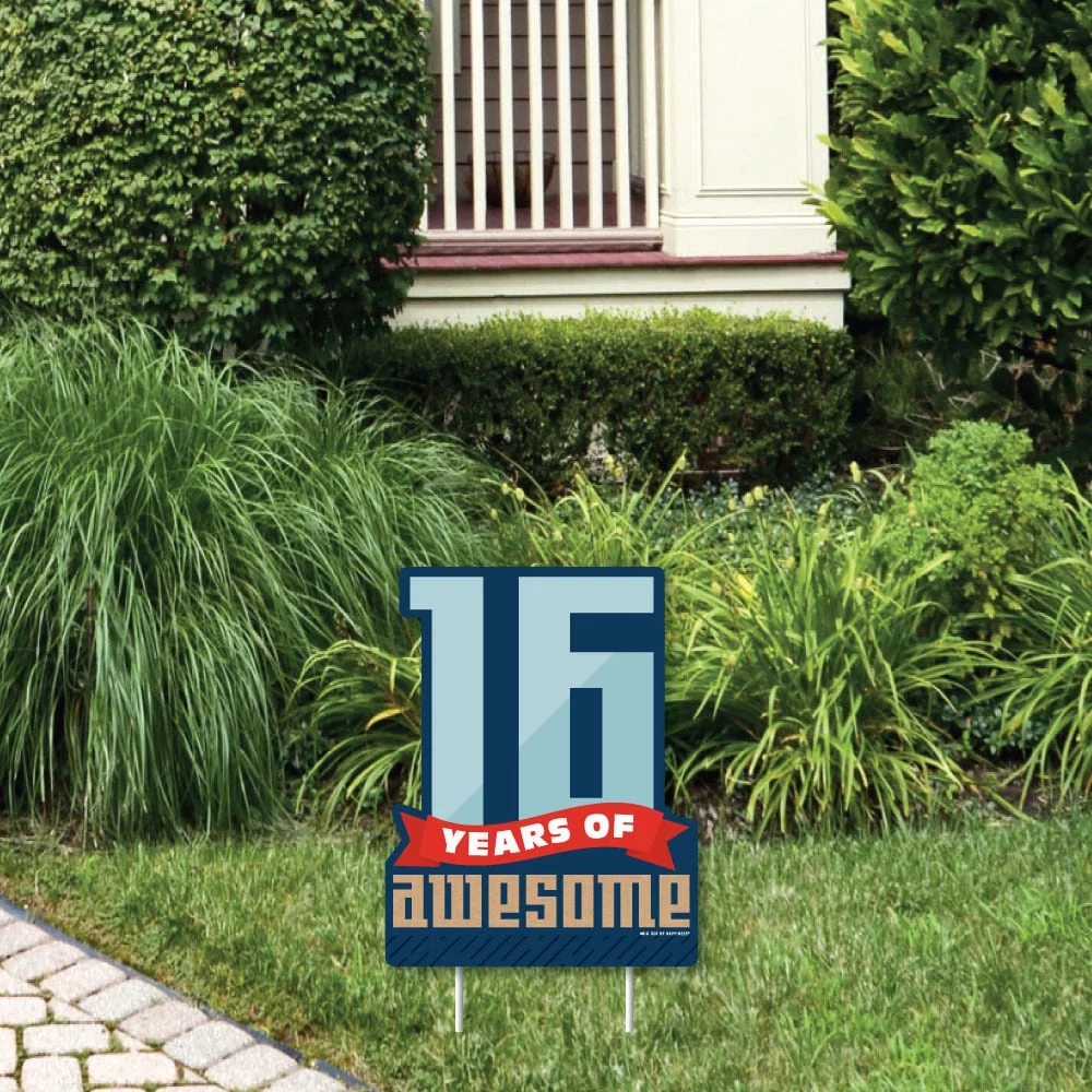 Big Dot of Happiness Boy 16th Birthday - Outdoor Lawn Sign - Sweet Sixteen Birthday Party Yard Sign - 1 Piece