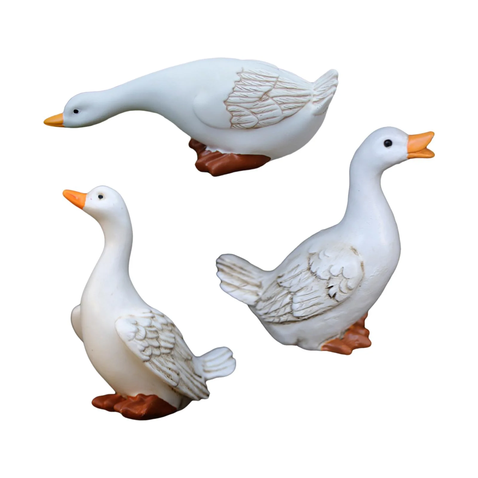 oshhnii 3 Pieces Garden Duck Figurine Ornament Resin Duck Model Outdoor Animal Sculpture