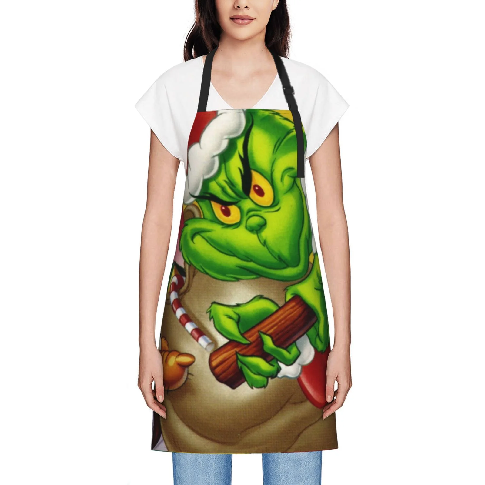 Cartoon Grinch Waterproof Apron Home Decor For Kitchen/Cooking/Gardening/Painting/BBQ/Baking/Chef/Craftsman