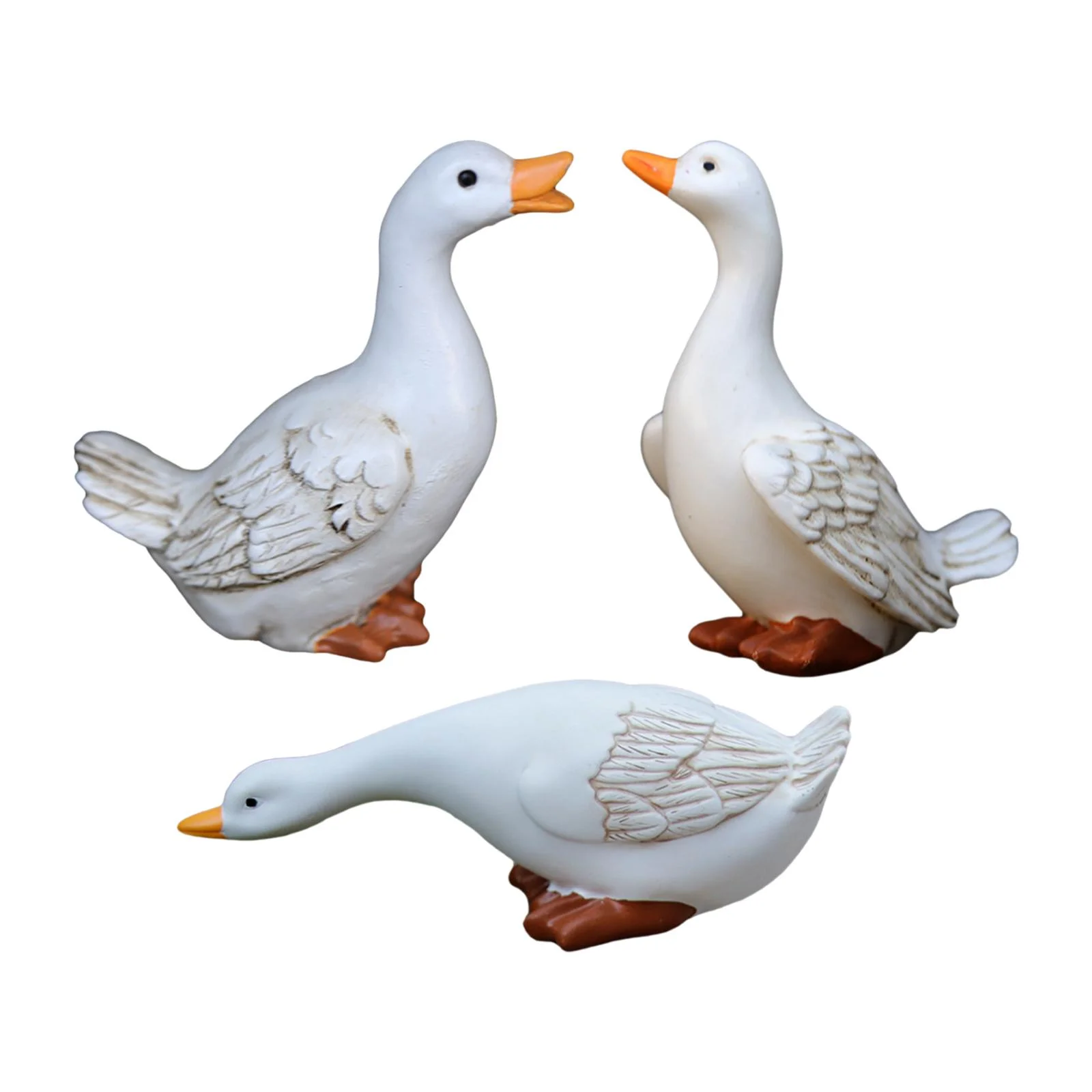 oshhnii 3 Pieces Garden Duck Figurine Ornament Resin Duck Model Outdoor Animal Sculpture